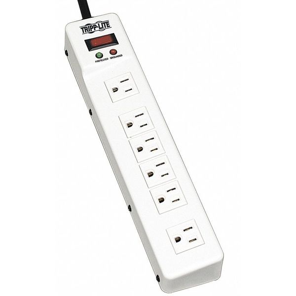 Surge Protector Strip, 6 Outlet, White