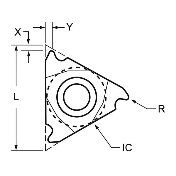 Threading Insert, Triangle, 3/8 in, 3IRAG, 0.0020 in, Carbide