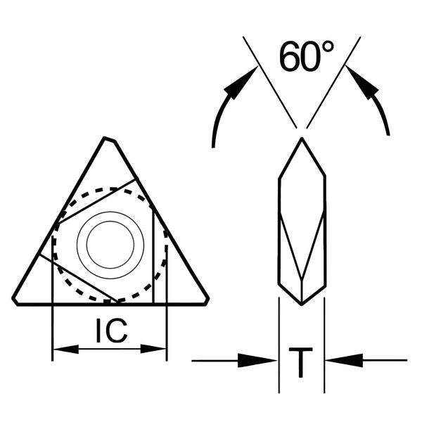 Triangle Turning Insert, Triangle, 1/2 in, TNMA, 0.003 in, Carbide