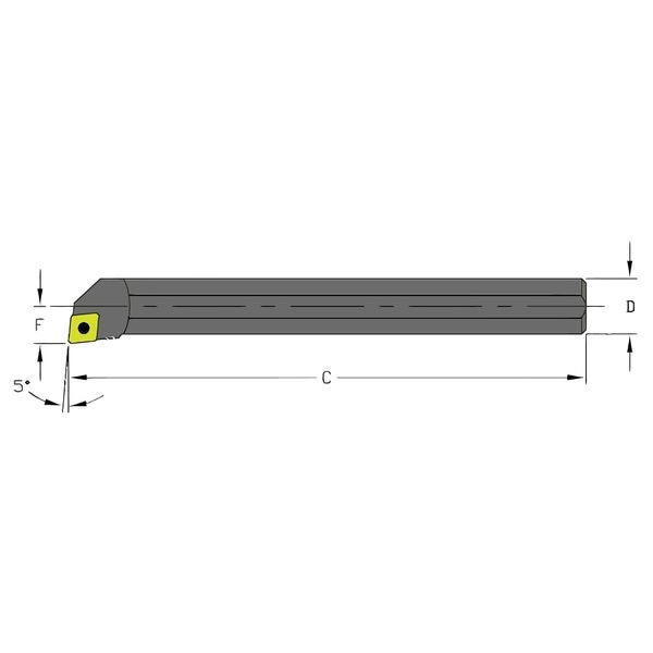 Indexable Boring Bar, S24U SCLCL4, 14 in L, High Speed Steel, 80 Degrees  Diamond Insert Shape