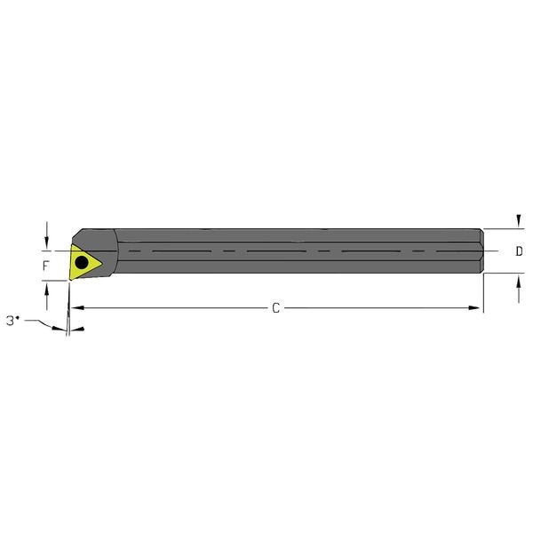 Indexable Boring Bar, A10Q STUCL2, 7 in L, High Speed Steel, Triangle Insert Shape