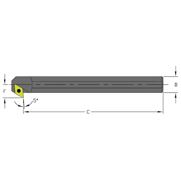 Indexable Boring Bar, S16X SDXCL3, 9 in L, High Speed Steel, 55 Degrees  Diamond Insert Shape