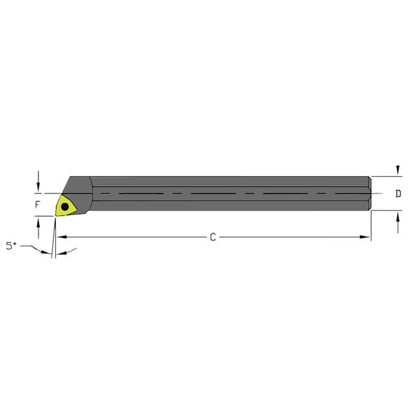 Indexable Boring Bar, S12Q SWLCR3, 7 in L, High Speed Steel, Trigon Insert Shape