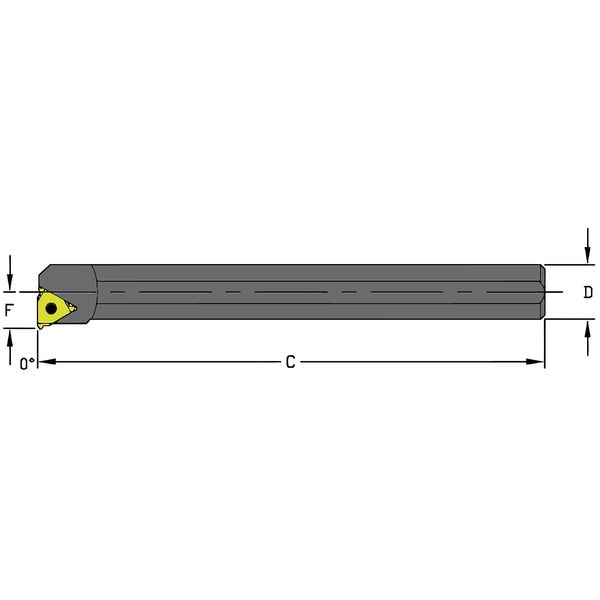 Indexable Thread Turning Tool Holder, A16R LSER3, 8 in L, High Speed Steel, Triangle Insert Shape