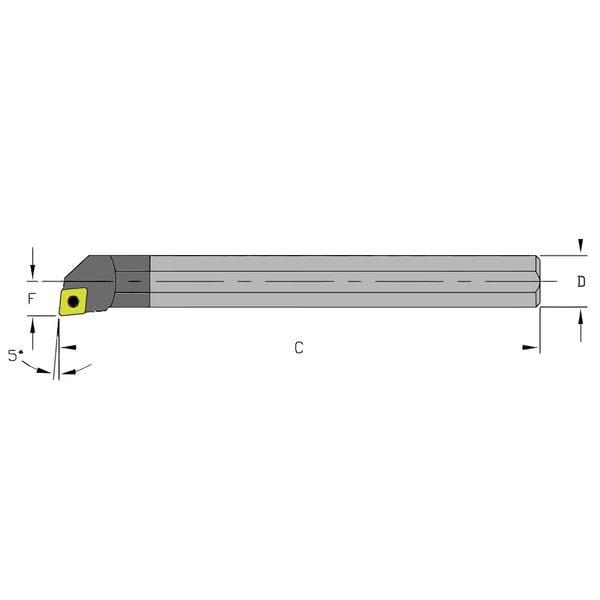 Indexable Boring Bar, C03.5H SCLDR1.5, 4 in L, Carbide, 80 Degrees  Diamond Insert Shape