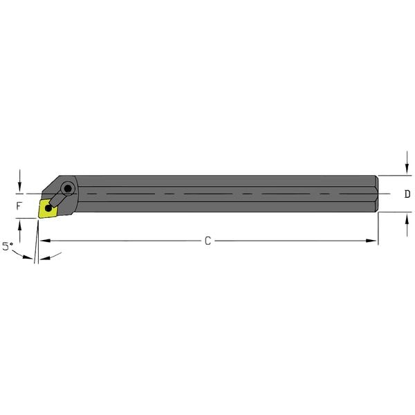 Indexable Boring Bar, S20S MCLNL4, 10 in L, High Speed Steel, 80 Degrees  Diamond Insert Shape