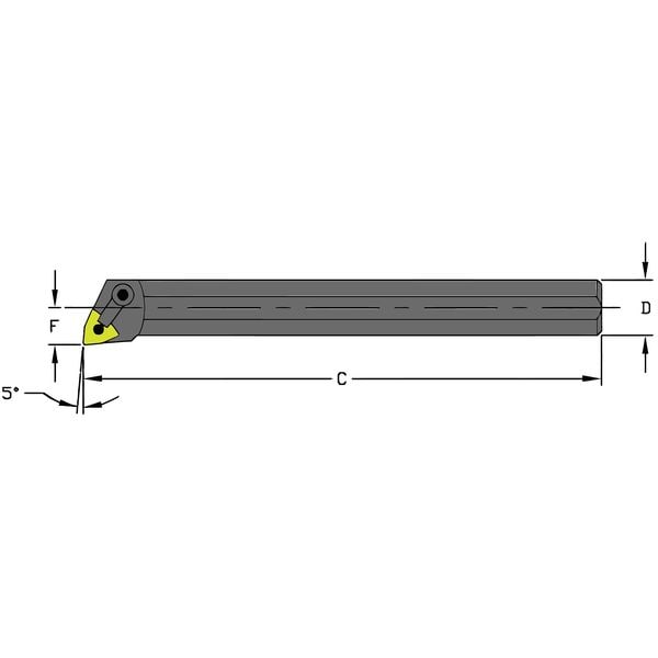 Indexable Boring Bar, A16S MWLNL4, 10 in L, High Speed Steel, Trigon Insert Shape