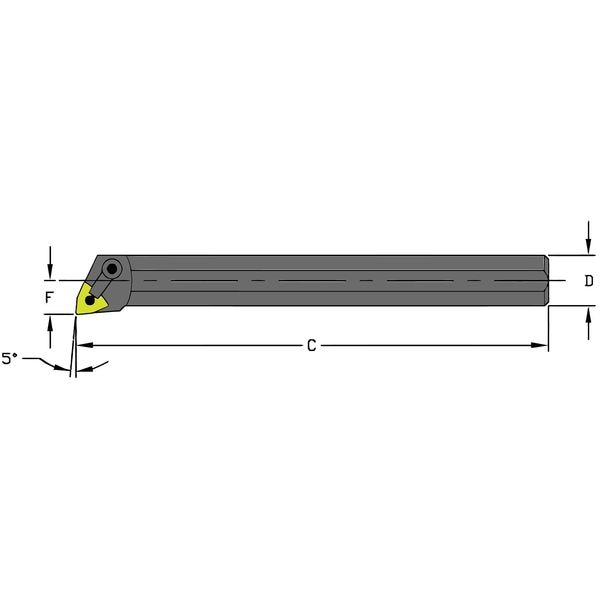 Indexable Boring Bar, A20S MWLNR4, 10 in L, High Speed Steel, Trigon Insert Shape