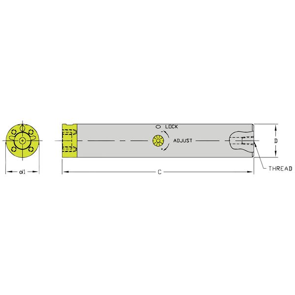 Indexable Boring Bar, CFT B1250-18, 18 in L, Steel, Carbide