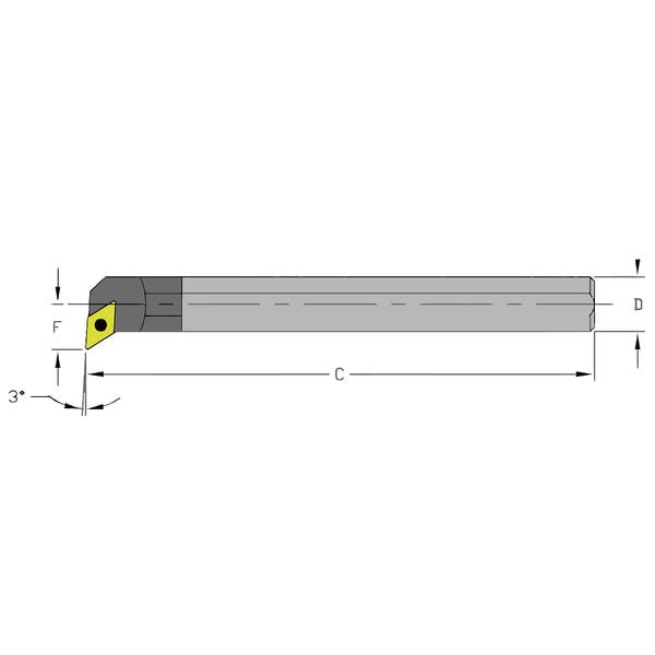Indexable Boring Bar, E16T SDUPL3, 12 in L, Carbide, 55 Degrees  Diamond Insert Shape