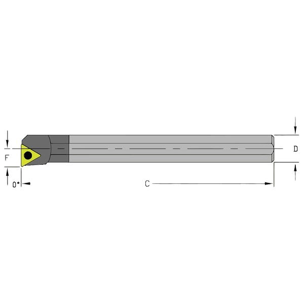 Indexable Boring Bar, E10Q STFCR2, 7 in L, Carbide, Triangle Insert Shape