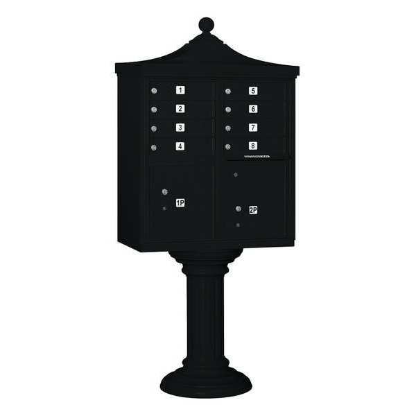 Regency Cluster Box Unit, Black, Powder Coated, 8 Doors, Pedestal, USPS Access