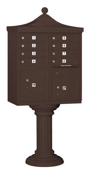 Regency Cluster Box Unit, Bronze, Powder Coated, 8 Doors, Pedestal, USPS Access