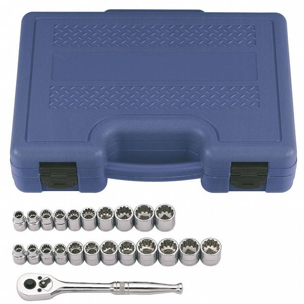3/8 in Drive Socket Wrench Set, Metric, SAE, 23 pcs