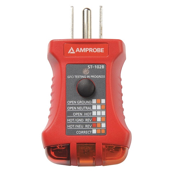 Receptacle Tester with GFCI, 110to 125VAC
