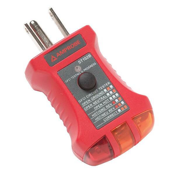 Receptacle Tester with GFCI, 110to 125VAC