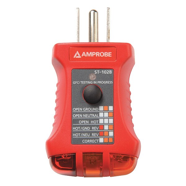 Receptacle Tester with GFCI, 110to 125VAC