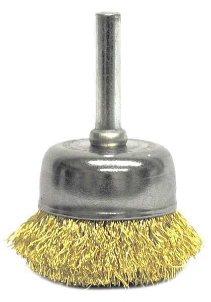 Crimped Wire Cup Wire Brush, Stem, 1-3/4