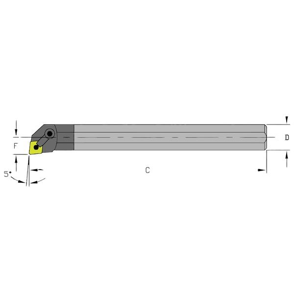 Indexable Boring Bar, E12Q MCLNL3, 7 in L, Carbide, 80 Degrees  Diamond Insert Shape