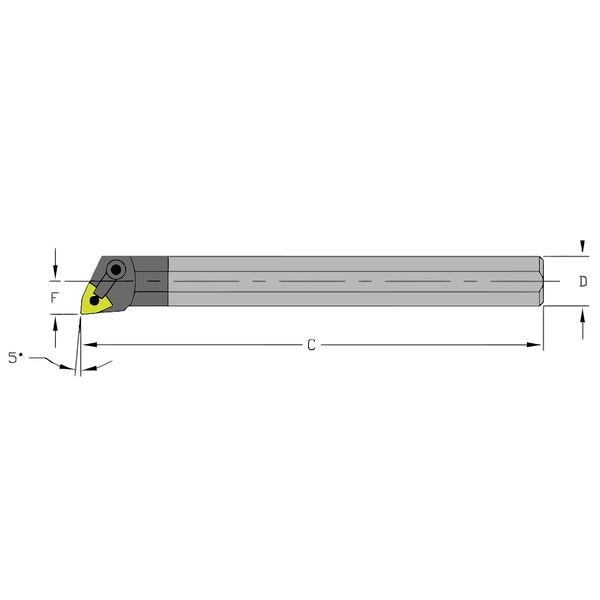 Indexable Boring Bar, E16R MWLNL4, 8 in L, Carbide, Trigon Insert Shape
