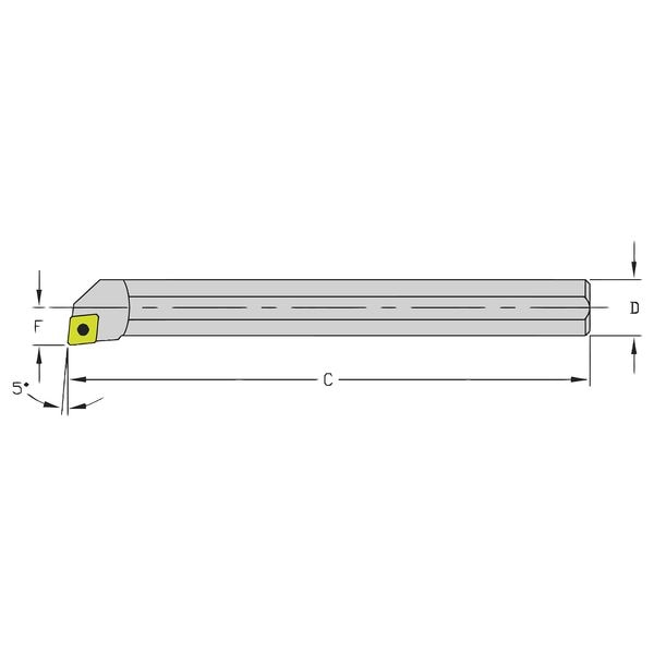 Indexable Boring Bar, HM12J SCLPL3, 4-1/2 in L, Heavy Metal, 80 Degrees  Diamond Insert Shape
