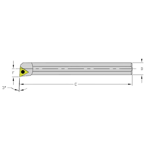 Indexable Boring Bar, HM12Q STUCR3, 7 in L, Heavy Metal, Triangle Insert Shape