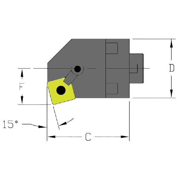 Indexable Cutting Head Unit, MH40 MSKNR4-CFT, 1.8040 in L, Steel, Square Insert Shape