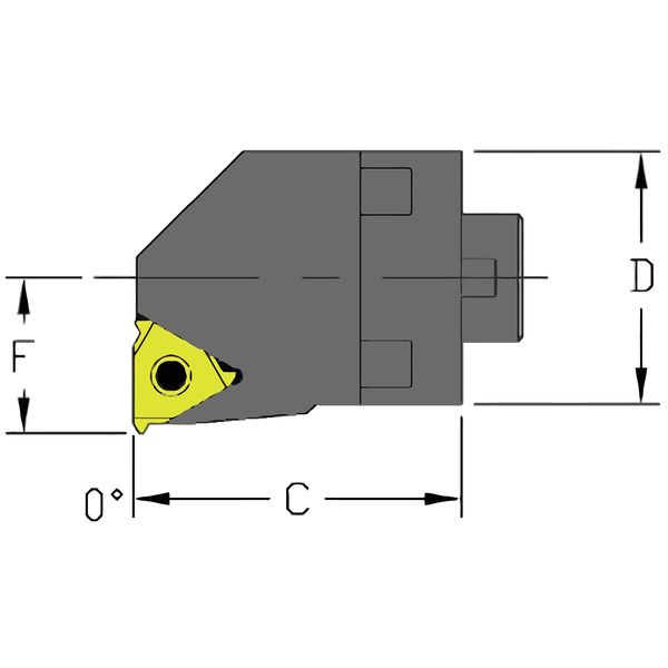 Indexable Thread Cutting Unit Head, 1-5/8 in L, Steel, Triangle Insert Shape