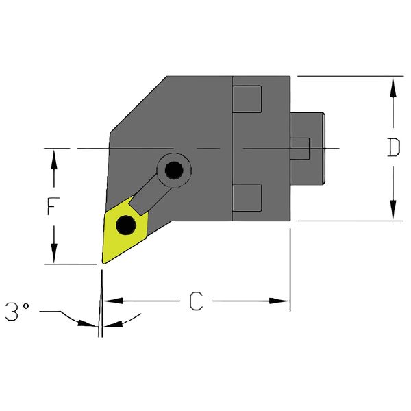 Indexable Cutting Head Unit, MH24 MDUNL3-CFT, 1-5/8 in L, Steel, 55 Degrees  Diamond Insert Shape