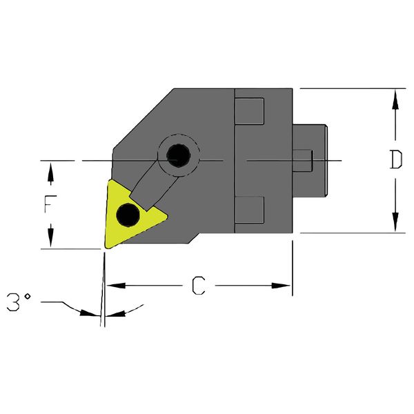 Indexable Cutting Head Unit, MH28 MTUNR4-CFT, 1-5/8 in L, Steel, Triangle Insert Shape