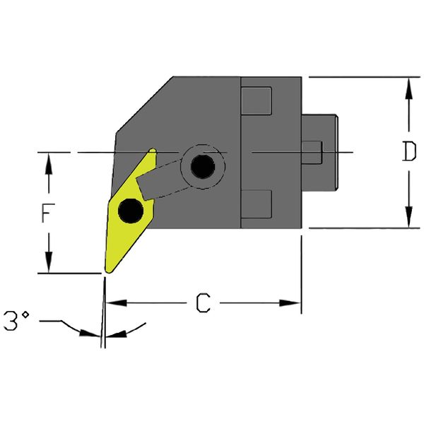 Indexable Cutting Head Unit, MH40 MVUNR4-CFT, 1-5/8 in L, Steel, 35 Degrees  Diamond Insert Shape