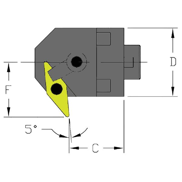 Indexable Cutting Head Unit, MH40 MVXNL3-CFT, 1.1200 in L, Steel, 35 Degrees  Diamond Insert Shape