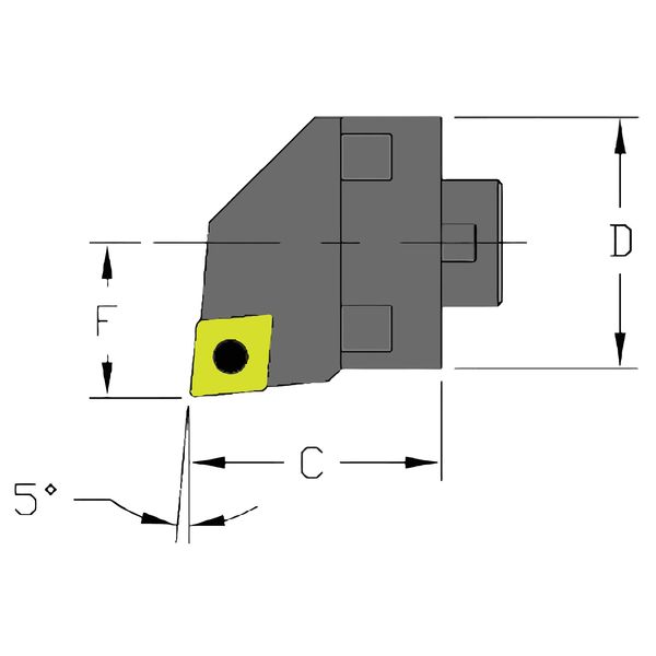 Indexable Cutting Head Unit, MH16 SCLCR3-CFT, 0.7900 in L, Steel, 80 Degrees  Diamond Insert Shape