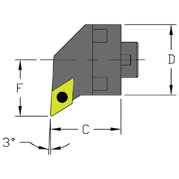 Indexable Cutting Head Unit, MH20 SDUCL3-CFT, 1-1/4 in L, Steel, 55 Degrees  Diamond Insert Shape