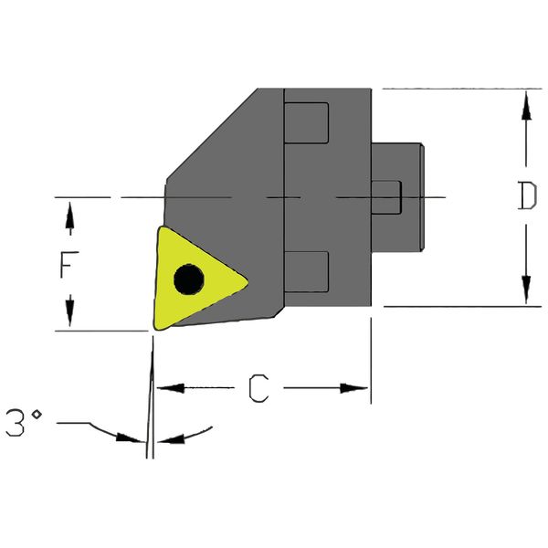 Indexable Cutting Head Unit, MH28 STUCR3-CFT, 1-1/4 in L, Steel, Triangle Insert Shape