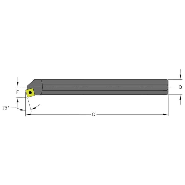 Indexable Boring Bar, S10Q SSKCR3, 7 in L, High Speed Steel, Square Insert Shape