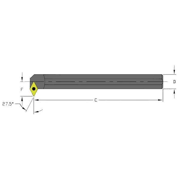 Indexable Boring Bar, S10Q SDNCR2, 7 in L, High Speed Steel, 55 Degrees  Diamond Insert Shape