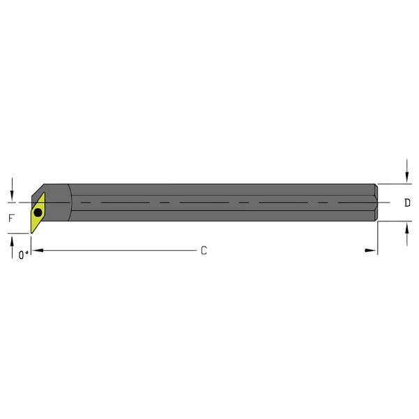 Indexable Boring Bar, S16X SVXBR3, 9 in L, High Speed Steel, 35 Degrees  Diamond Insert Shape