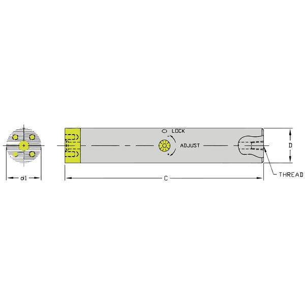 Indexable Boring Bar, SCFT B1000-14, 14 in L, Steel