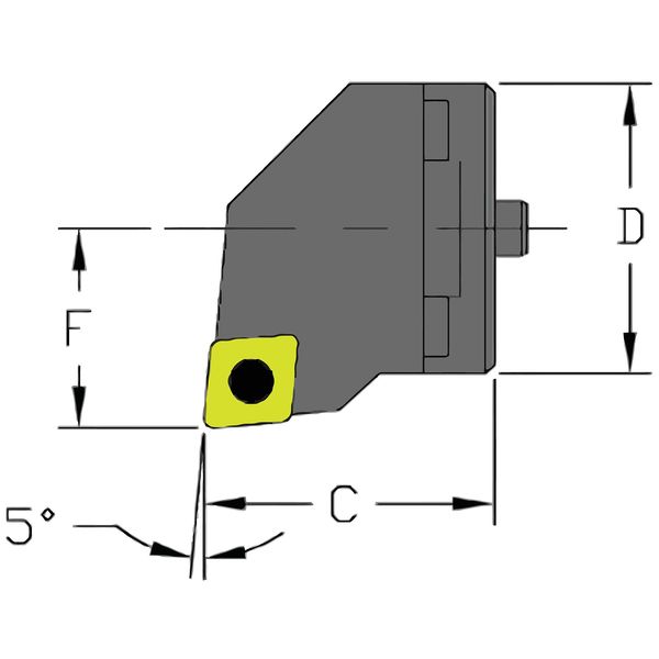 Indexable Cutting Head Unit, SH20 SCLCL3, 1.2600 in L, Steel, 80 Degrees  Diamond Insert Shape