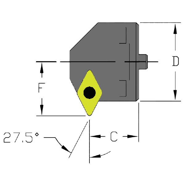 Indexable Cutting Head Unit, SH24 SDNCR3, 0.7870 in L, Steel, 55 Degrees  Diamond Insert Shape