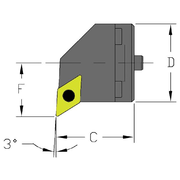 Indexable Cutting Head Unit, SH16 SDUCL3, 0.7870 in L, Steel, 55 Degrees  Diamond Insert Shape