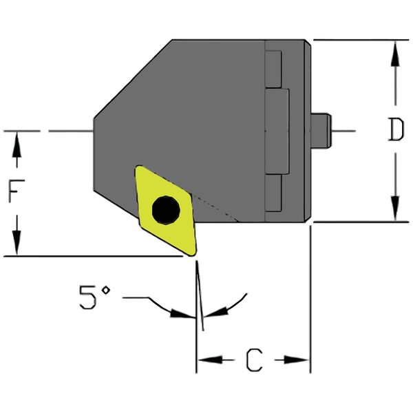 Indexable Cutting Head Unit, SH16 SDXCL2, 0.5910 in L, Steel, 55 Degrees  Diamond Insert Shape