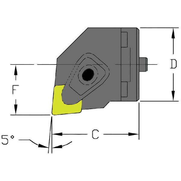 Indexable Cutting Head Unit, SH24 DCLNR4, 1.4960 in L, Steel, 80 Degrees  Diamond Insert Shape