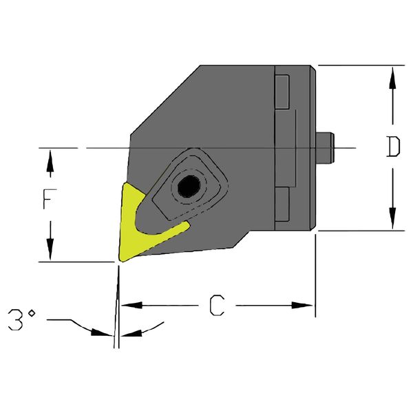 Indexable Cutting Head Unit, SH20 DTUNL3, 1.4960 in L, Steel, Triangle Insert Shape
