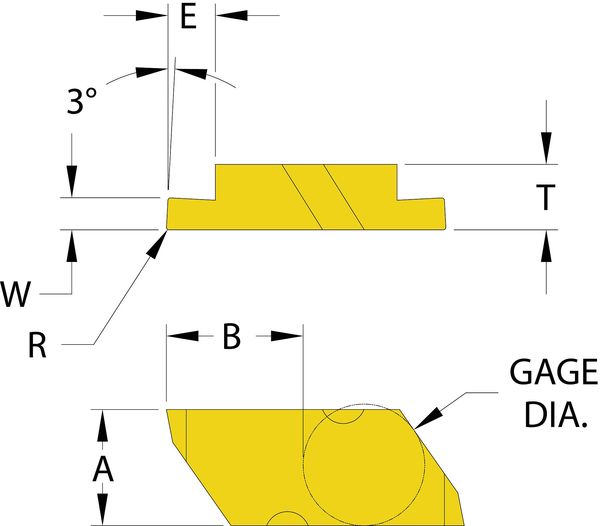Parting and Grooving Insert, Top Notch, 0.0050 in, Carbide
