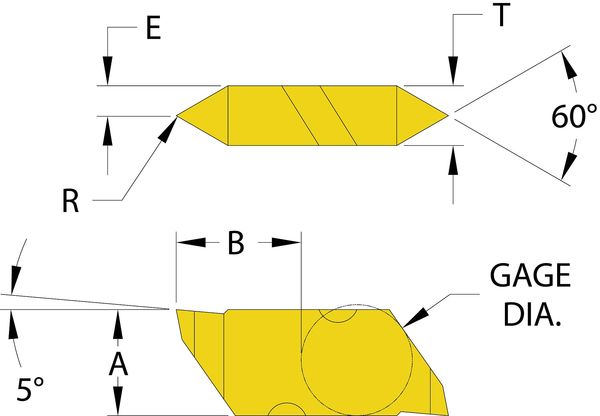 Threading Insert, Top Notch, NTP, 0.0030 in, Carbide