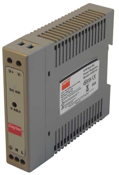 Power Supply, DIN Rail, 15W, 12VDC, Plastic