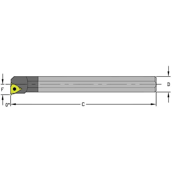 Indexable Thread Turning Tool Holder, E10Q LSEL2, 7 in L, Carbide, Triangle Insert Shape