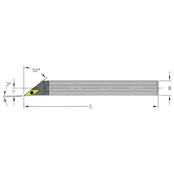 Indexable Boring Bar, E06M SVJBR2, 6 in L, Carbide, 35 Degrees  Diamond Insert Shape